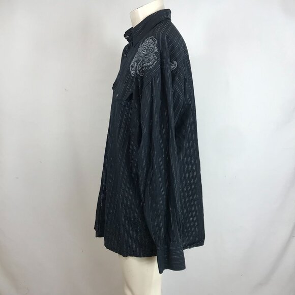 GEORGE STRAIT TROUBADOUR COLLECTION MEN'S XL - BLACK W/SILVER LONG SLEEVE SHIRT - Picture 6 of 7